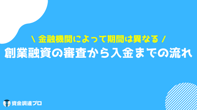 創業融資 審査 入金までの流れ