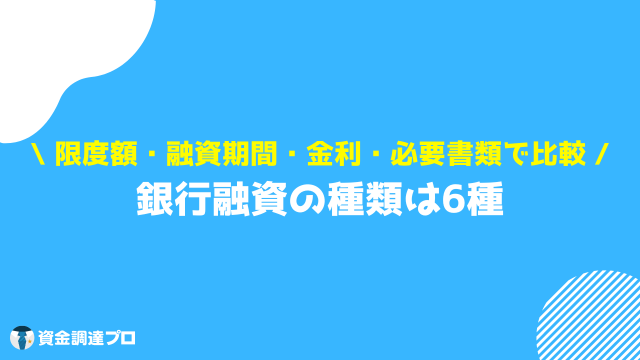 銀行融資 種類 比較