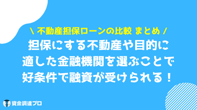 不動産担保ローン 比較 まとめ