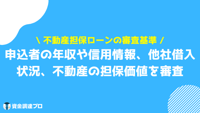 不動産担保ローン 比較 審査基準