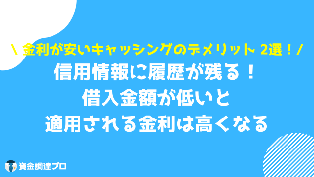 キャッシング 金利 安い デメリット