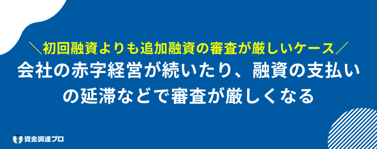 追加融資　審査　厳しい　ケース