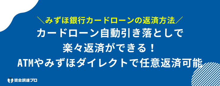 みずほ銀行カードローン 審査 甘い 返済方法