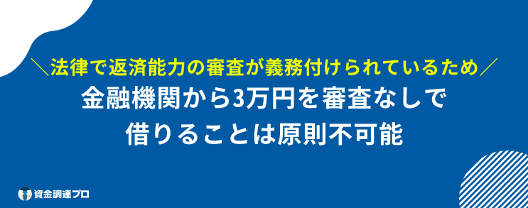 3万円借りたい 審査なし 金融機関 ない
