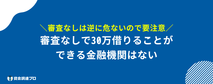 30万 借りる 審査なし 金融機関