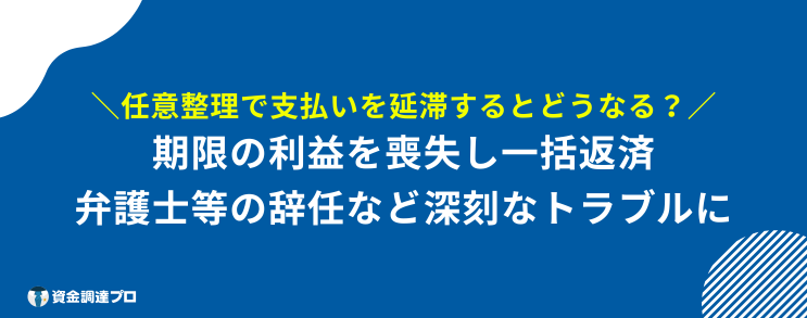 任意整理 今月だけ払えない 支払い 延滞