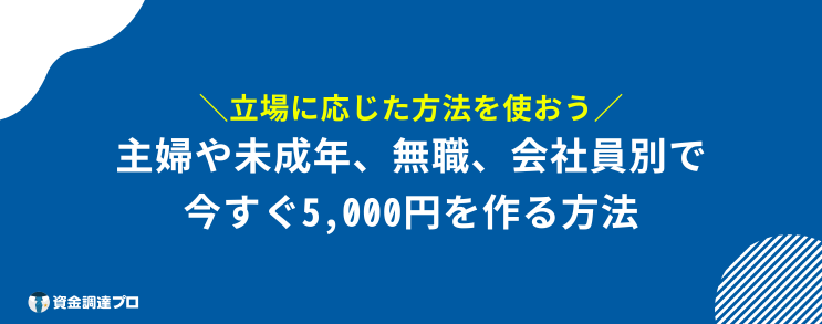 今すぐ 5,000円 作る方法 主婦 未成年 無職 会社員